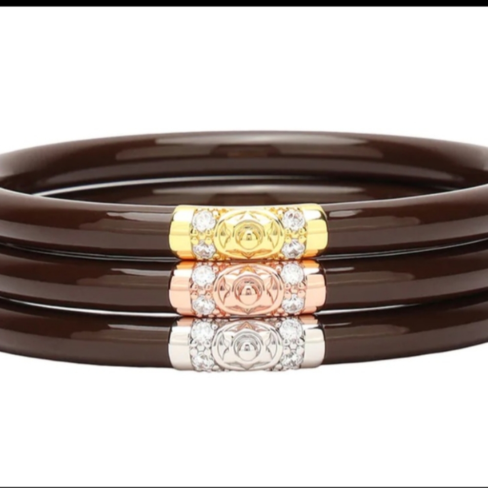 Chocolate Three Kings Watetproof Bangels(Set Of 3)